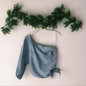 Free People Striped Denim Off the Shoulder sz 2